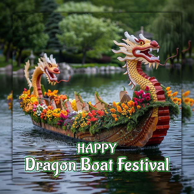 PSD happy dragon boat festival chinese celebration dragon boat zongzi for social media design