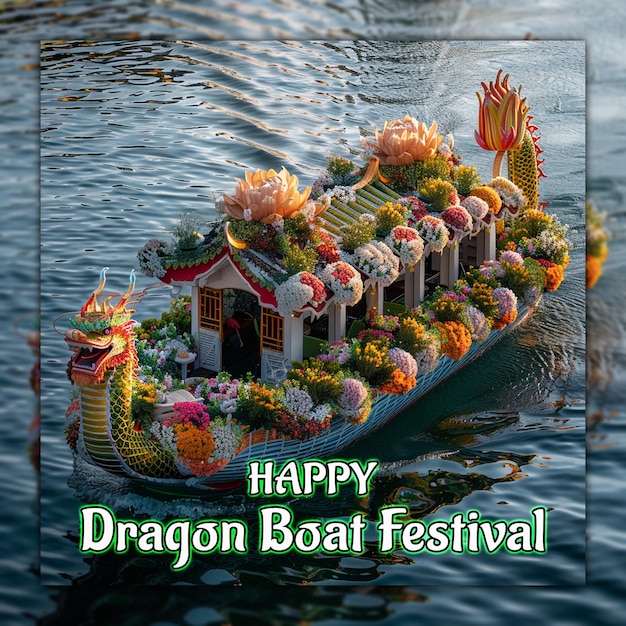 PSD happy dragon boat festival chinese celebration dragon boat zongzi for social media design