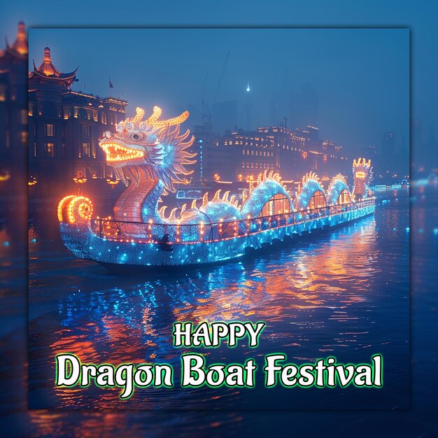 Happy dragon boat festival chinese celebration dragon boat zongzi for social media design