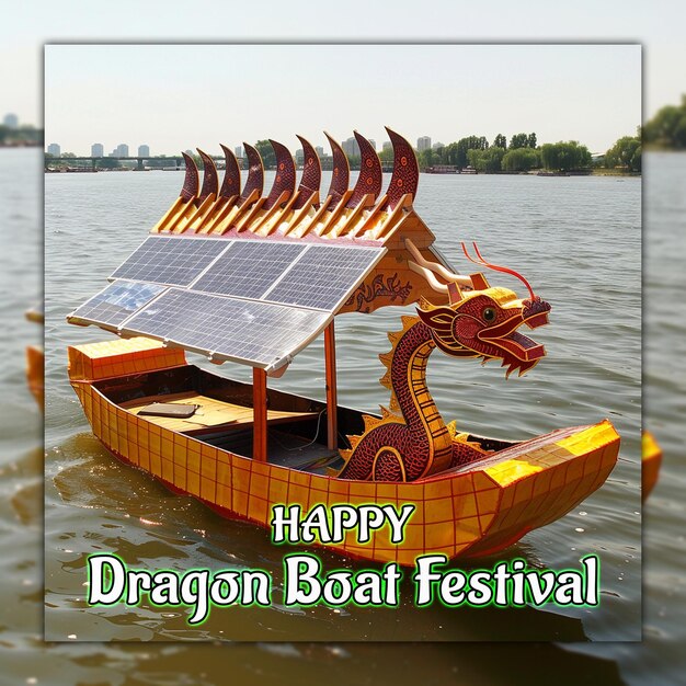 Happy dragon boat festival celebrazione cinese barca drago zongzi per il design dei social media