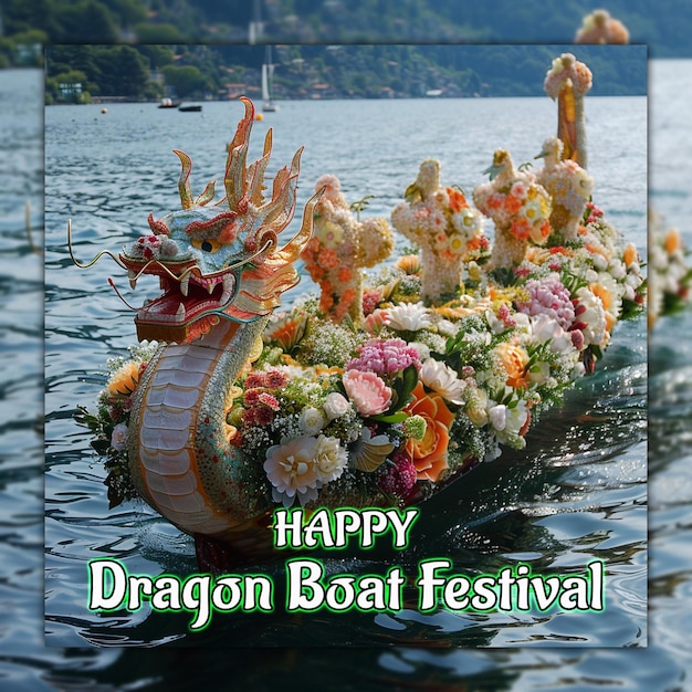 Happy dragon boat festival chinese celebration dragon boat zongzi for social media design