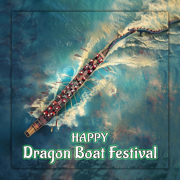 PSD happy dragon boat festival chińska uroczystość dragon boat zongzi dla projektowania mediów społecznościowych
