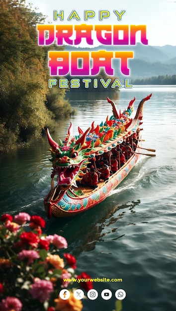 Happy dragon boat festival sociale media banner of poster ontwerp