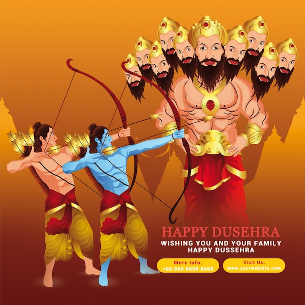 Happy dussehra festival banner template