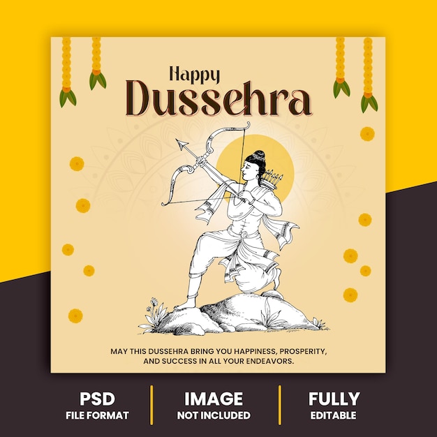 PSD happy dussehra ram navami social media poster psd