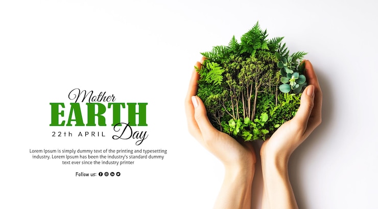 PSD happy earth day design with green elements