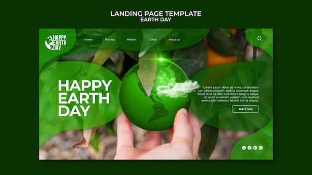 PSD happy earth day landing page template