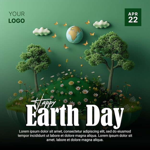 Happy earth day social media post