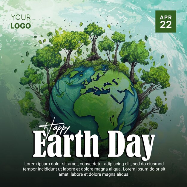 Happy earth day social media post