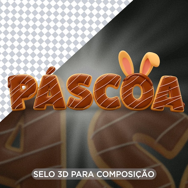 happy easter 3d illustration with chocolate and bunny ears