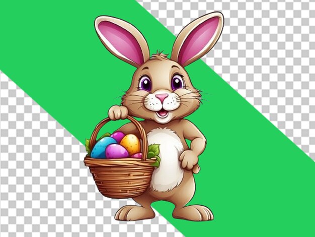 Happy easter bunny with basket clip art