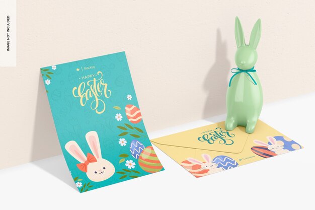 Mockup di carta di buona pasqua, prospettiva