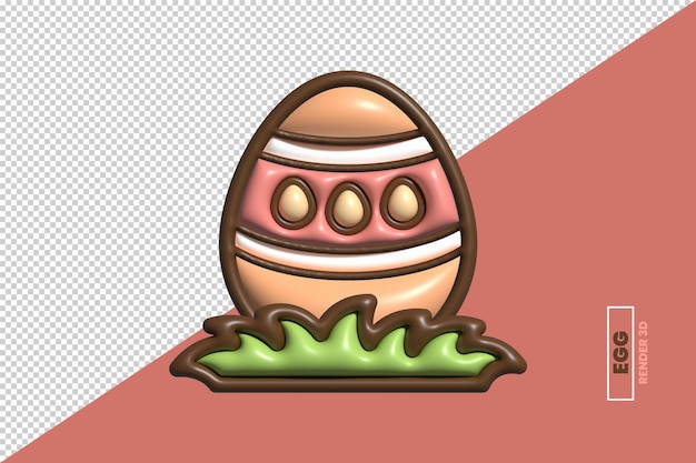 PSD happy easter day banner with 3d render icon egg