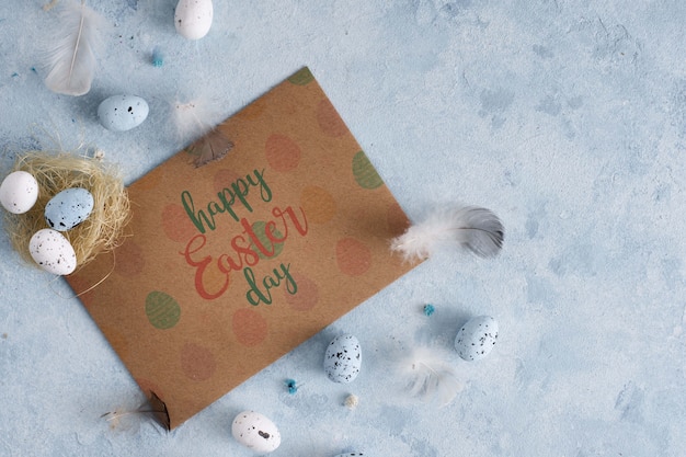 Felice giorno di pasqua card mock-up