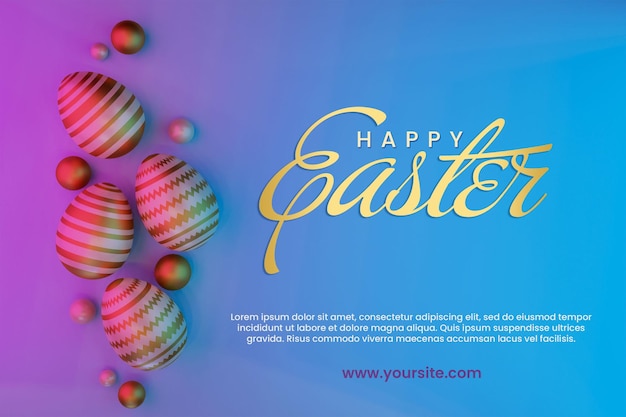 Happy easter day celebration greeting flyer template