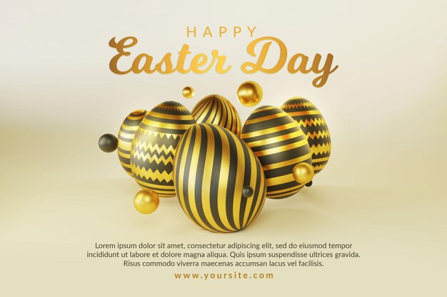 Happy Easter Day Celebration Greeting Flyer Template