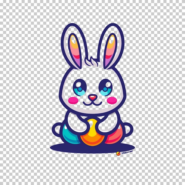 PSD happy easter day eggs with bunny on transparent background