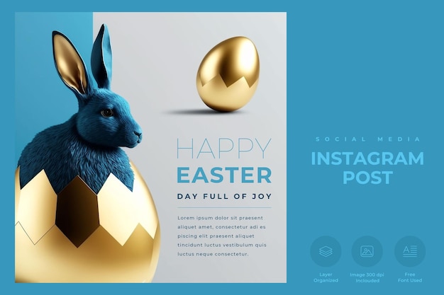 Happy easter day instagram post