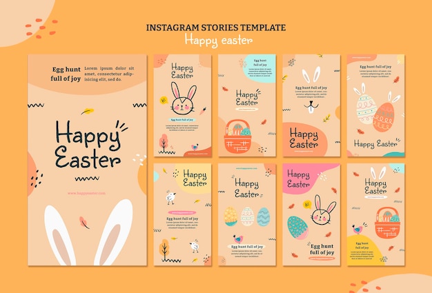 PSD storie di instagram di buona pasqua