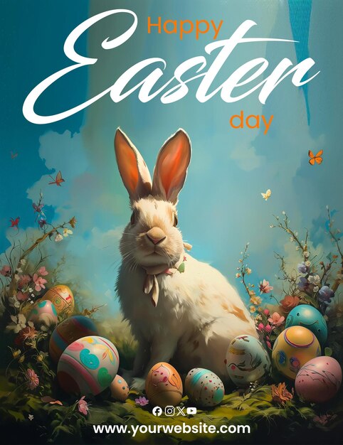 PSD happy easter day poster panner psd