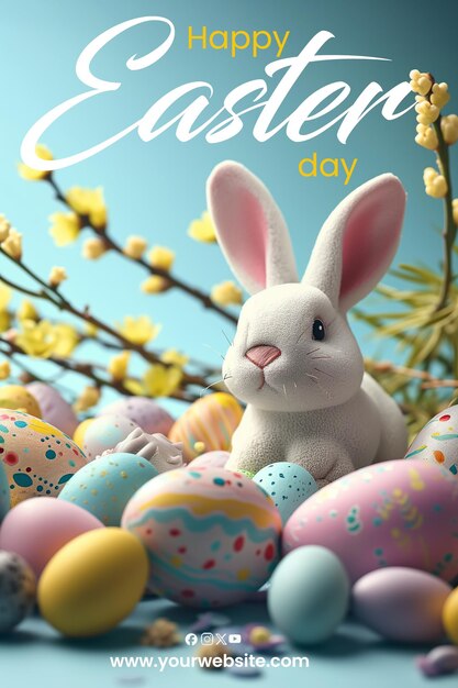 PSD happy easter day poster panner psd