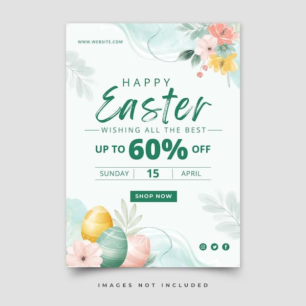 PSD happy easter day poster