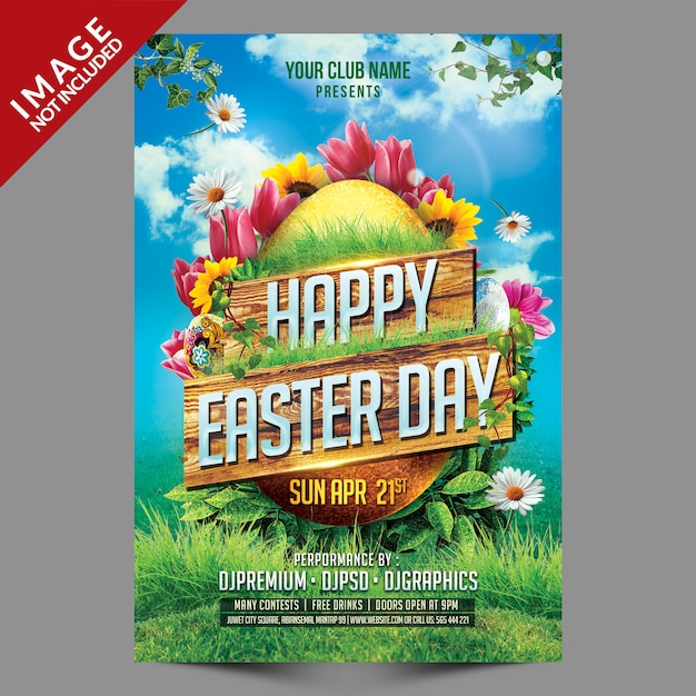 PSD happy easter day postertemplate