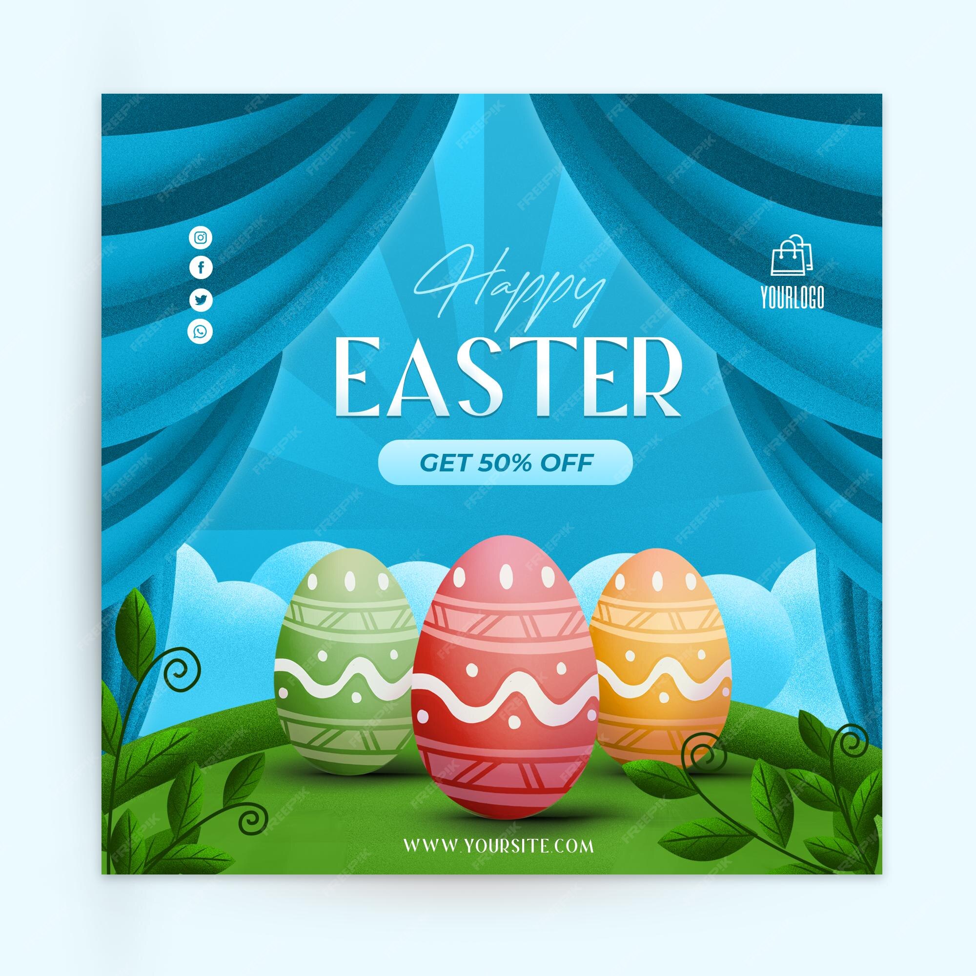 Premium PSD Happy easter day special offer social media post template