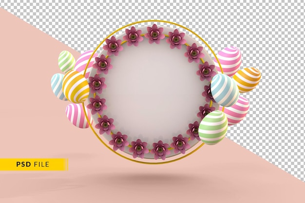 PSD happy easter day with 3d empty round