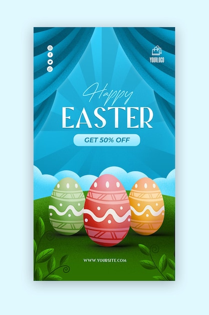 Happy easter day with instagram story template