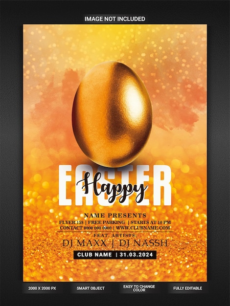 PSD happy easter party flyer template