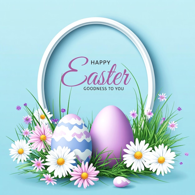 Happy Easter Poster Design with Pastel Colors