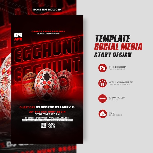 PSD happy easter social media and instagram story template