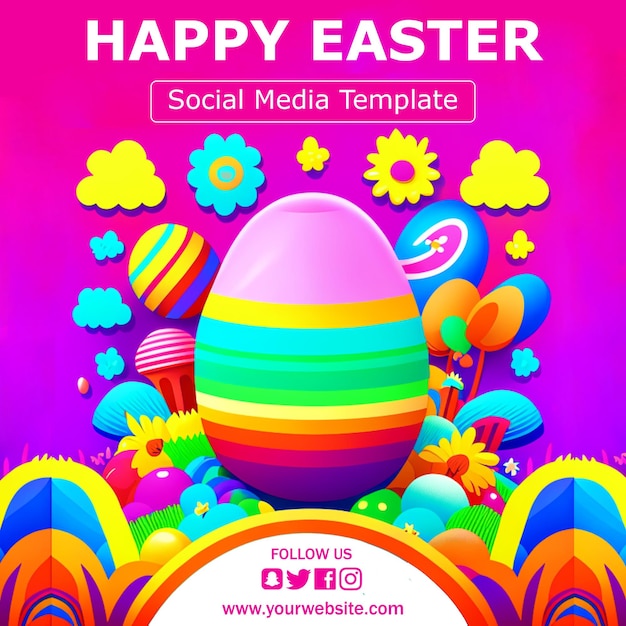 Happy Easter Social Media Template Design