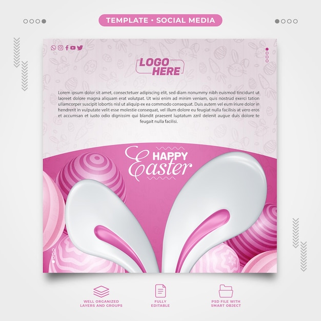 Happy easter social media template