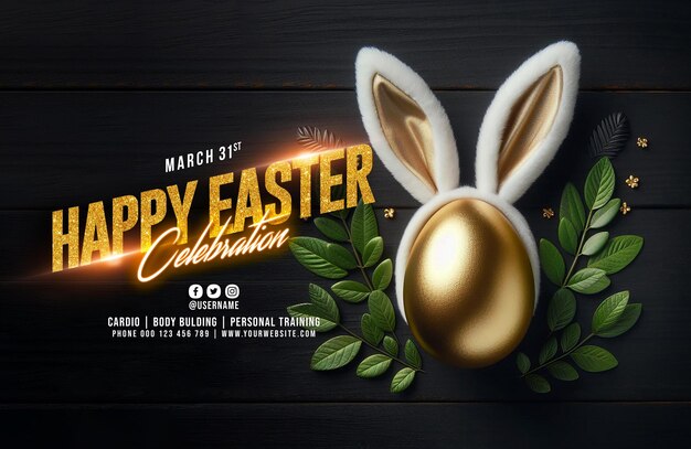 PSD happy easter vertical poster template with for easter celebration