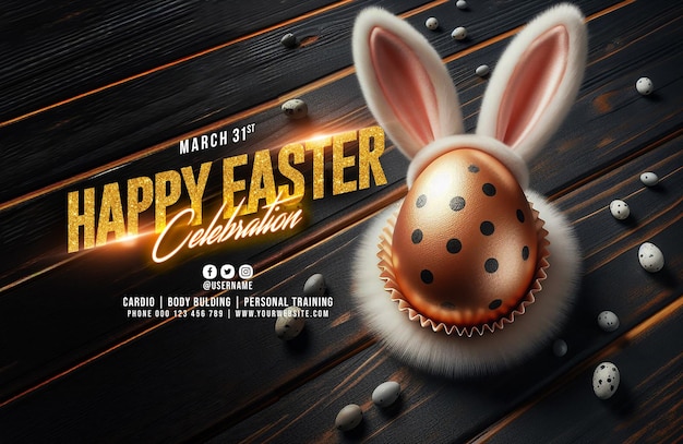 PSD happy easter vertical poster template with for easter celebration