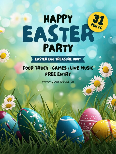 PSD happy easter vertical poster template with for easter celebration