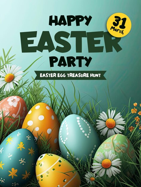 PSD happy easter vertical poster template with for easter celebration