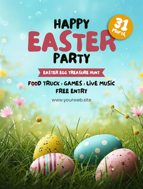 Happy easter vertical poster template with for easter celebration