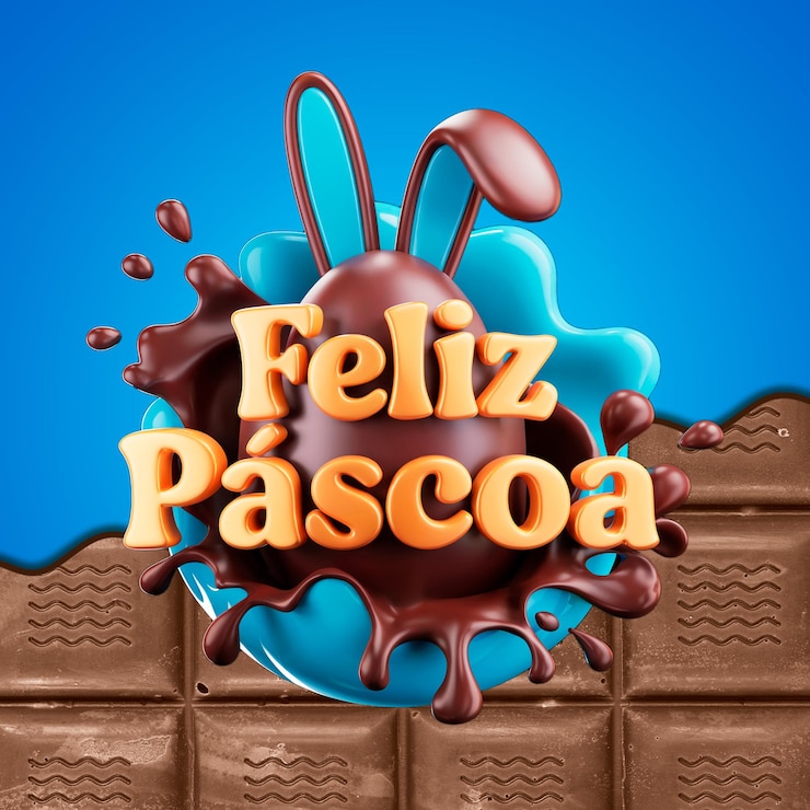 PSD happy easter with a chocolate egg and bunny ears