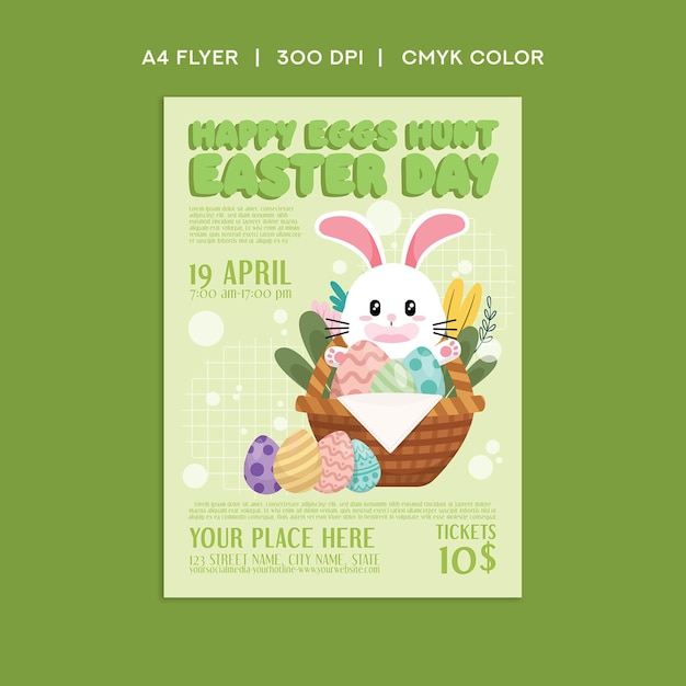 happy eggs hunt easter day flyer