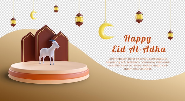 Felice eid al adha illustrazione 3d