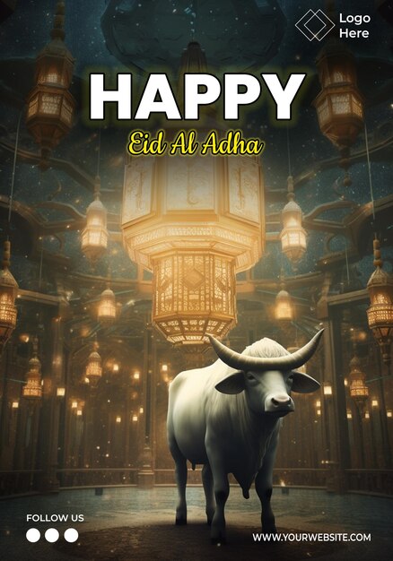 PSD modello di poster di happy eid al adha modificabile