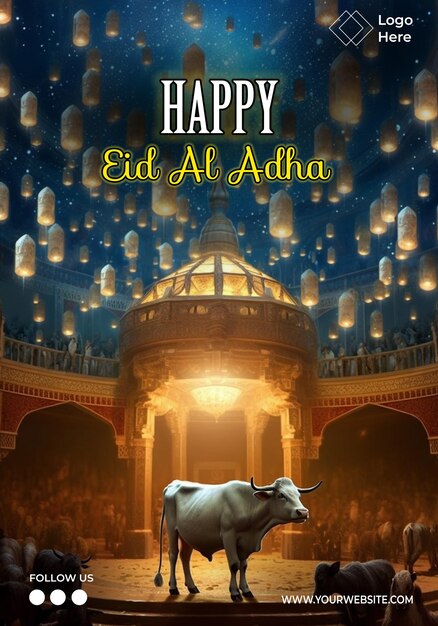 Редактируемый шаблон плаката Happy Eid Al Adha