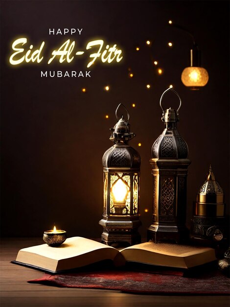 PSD happy eid al fitr mubarak islamic background