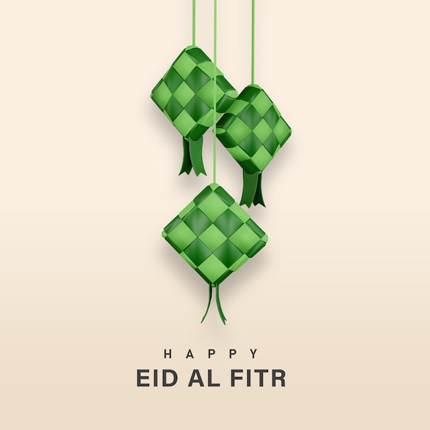 PSD felice eid al fitr mubarak con il concetto di design banner islamico beduk