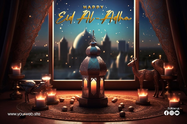 PSD poster di auguri di felice eid aladha