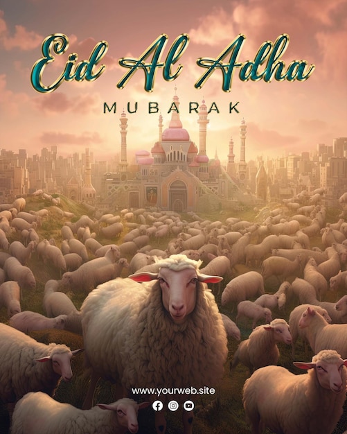 Poster di auguri di felice eid aladha