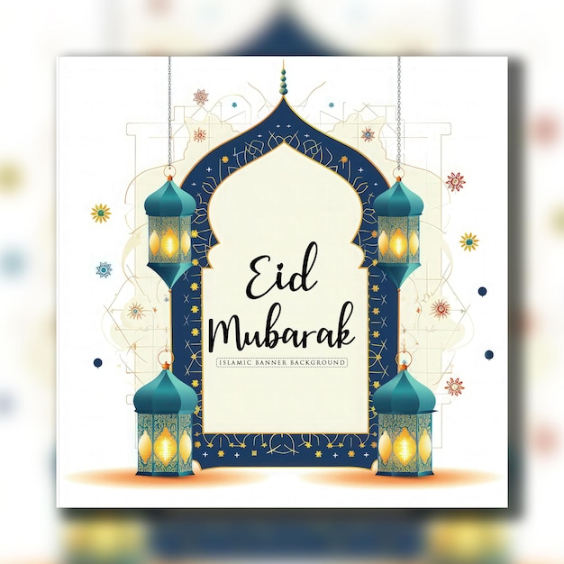 Happy eid greetings islamic background islamic social media banner